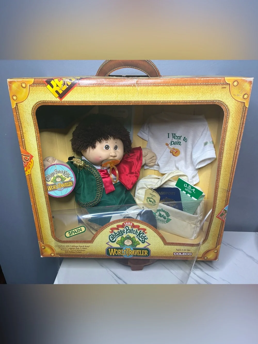 1985 Cabbage Patch Kids World Traveler Spain Marcel Coleco NOS Box